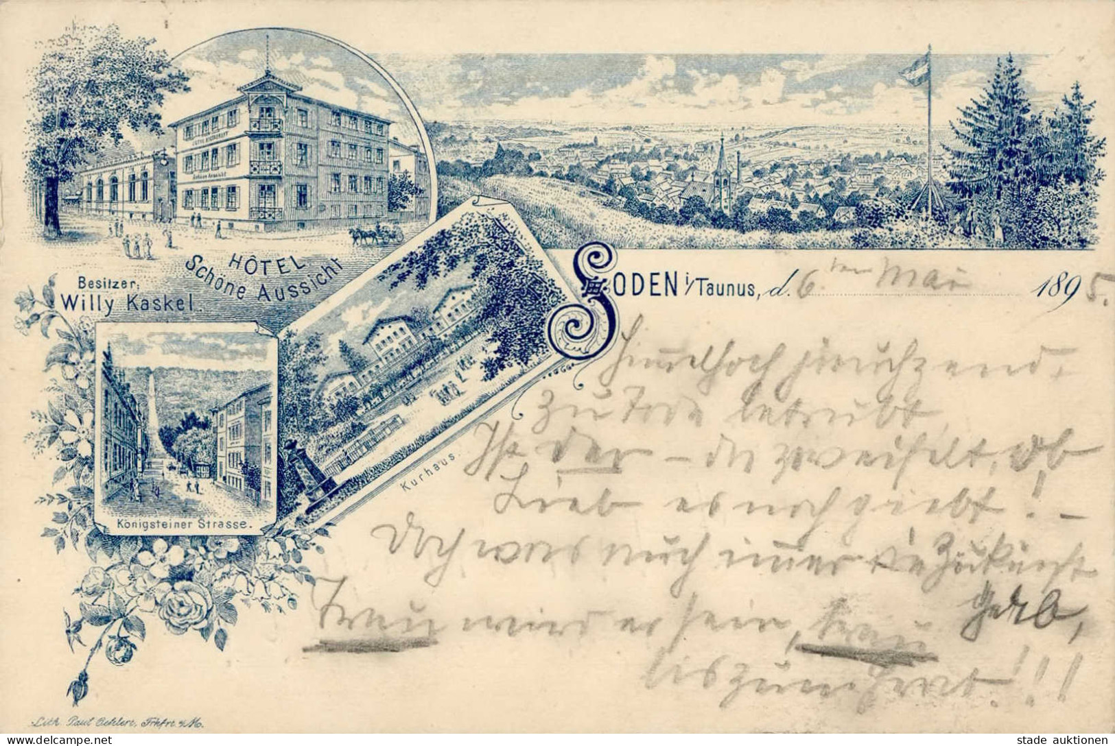 Soden (8751) Hotel Schöne Aussicht Inh. Kaskel Kurhaus Königsteiner Strasse Vorläufer 1895 I- - Other & Unclassified