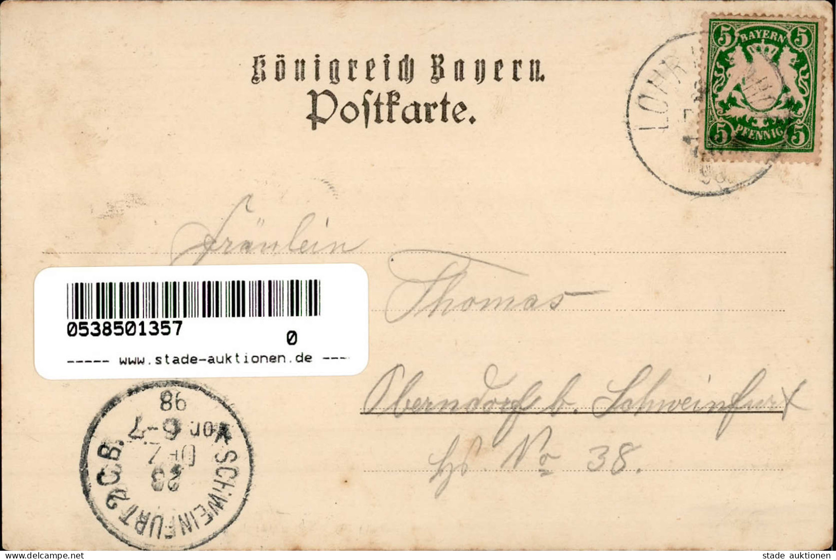 Lohr Am Main (8770) Progymnasium Waldbauschule 1898 II (kleine Stauchung) - Other & Unclassified