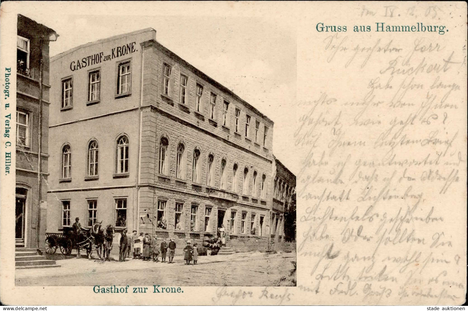 Hammelburg (8783) Gasthaus Zur Krone 1905 II (Stauchungen) - Hammelburg