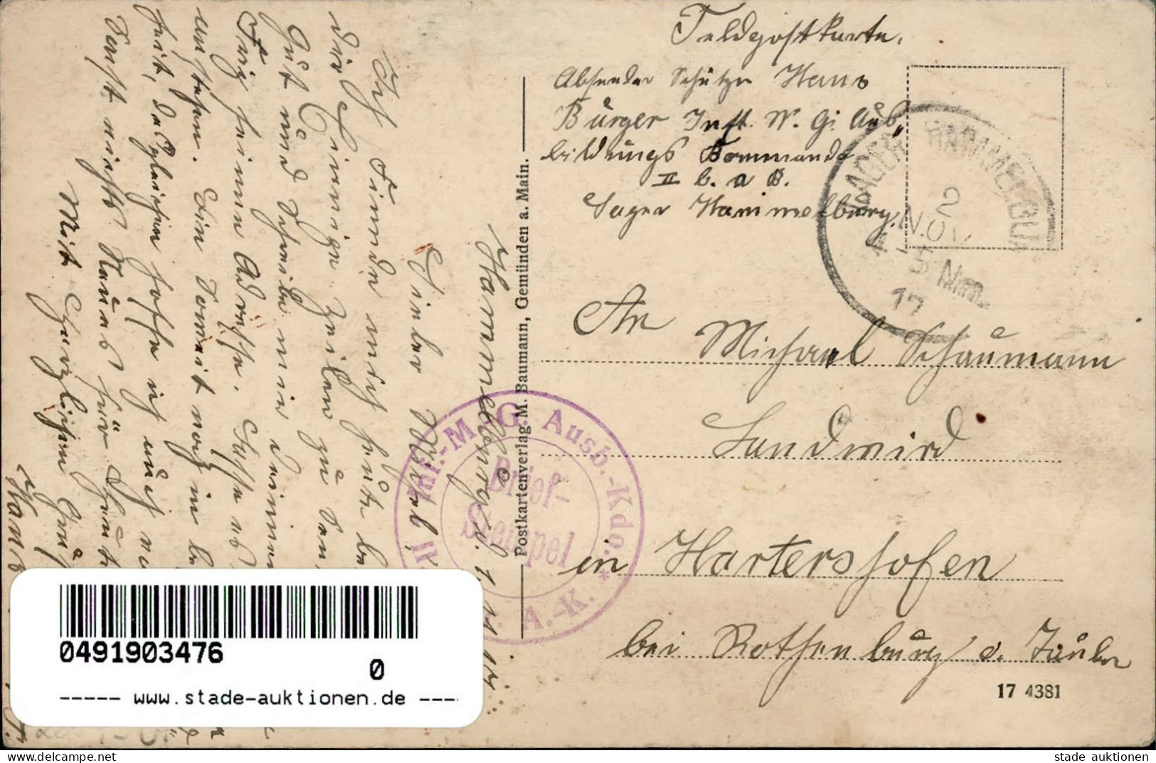 Hammelburg (8783) Handlung Grossmann Emailschild 1917 I- - Hammelburg