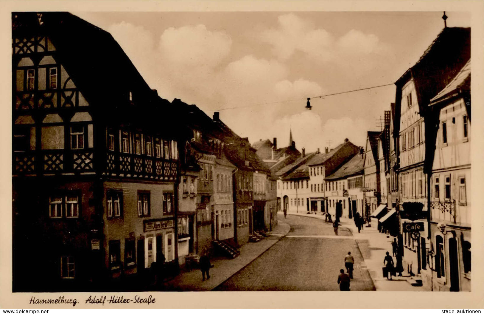 Hammelburg (8783) Adolf-Hitler-Strasse Cafe Foto-AK I- - Hammelburg