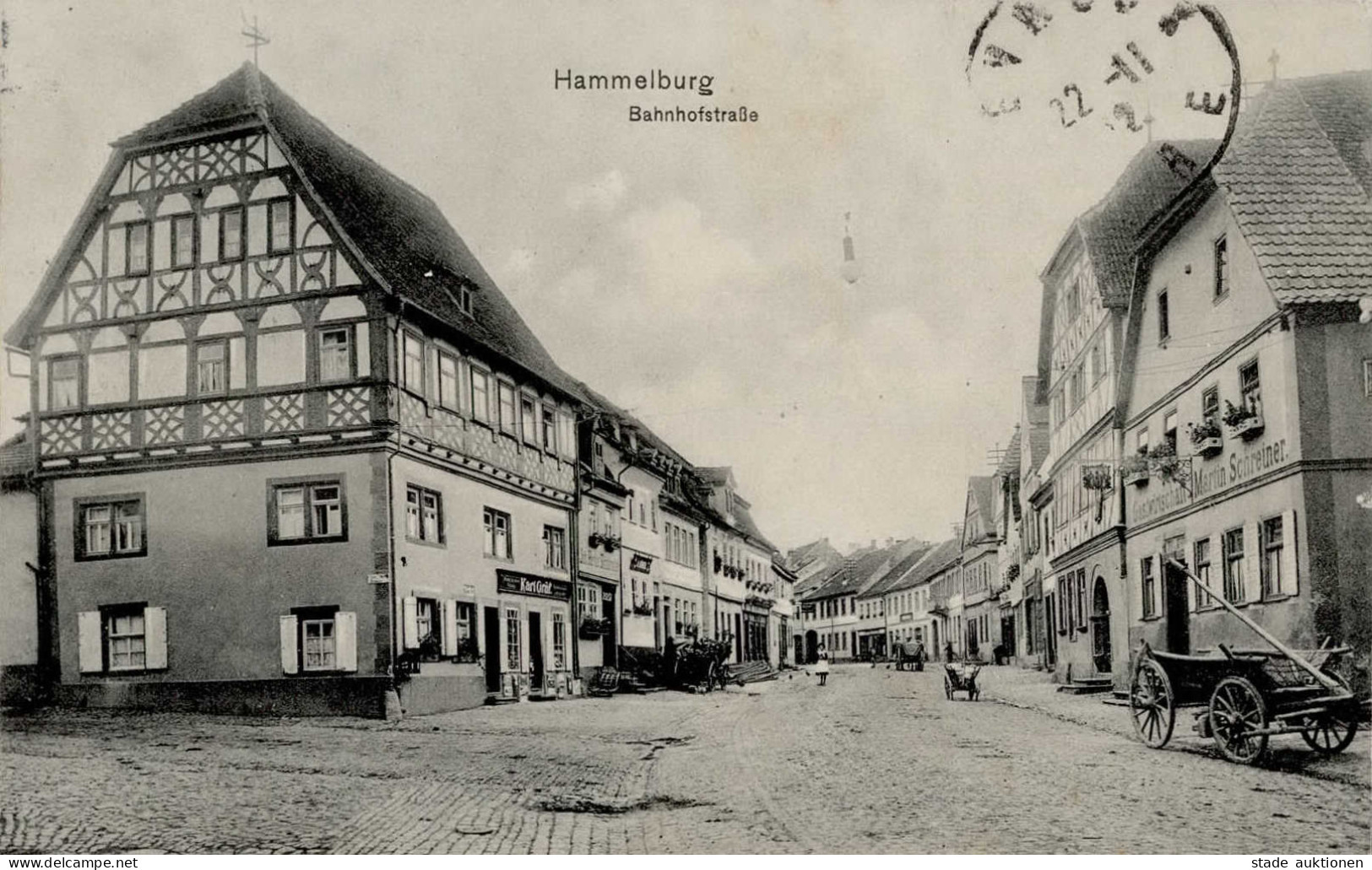 Hammelburg (8783) Bahnhofstrasse Gasthaus Schreiner 1912 I- - Hammelburg