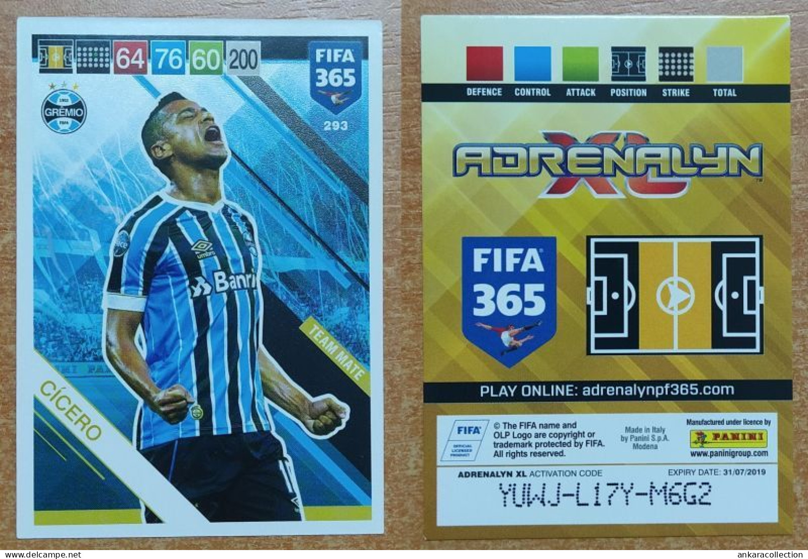 AC - 293 CICERO  GREMIO  PANINI FIFA 365 2019 ADRENALYN TRADING CARD - Patinaje Artístico