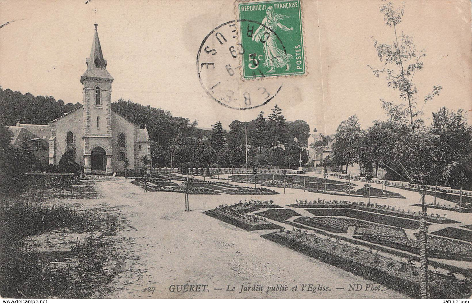  Gueret Le Jardin Public Et L'eglise - Guéret