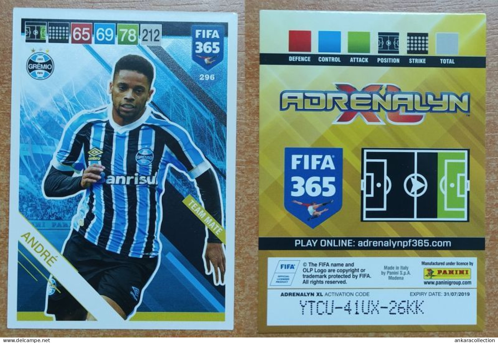 AC - 296 ANDRE  GREMIO  PANINI FIFA 365 2019 ADRENALYN TRADING CARD - Patinaje Artístico