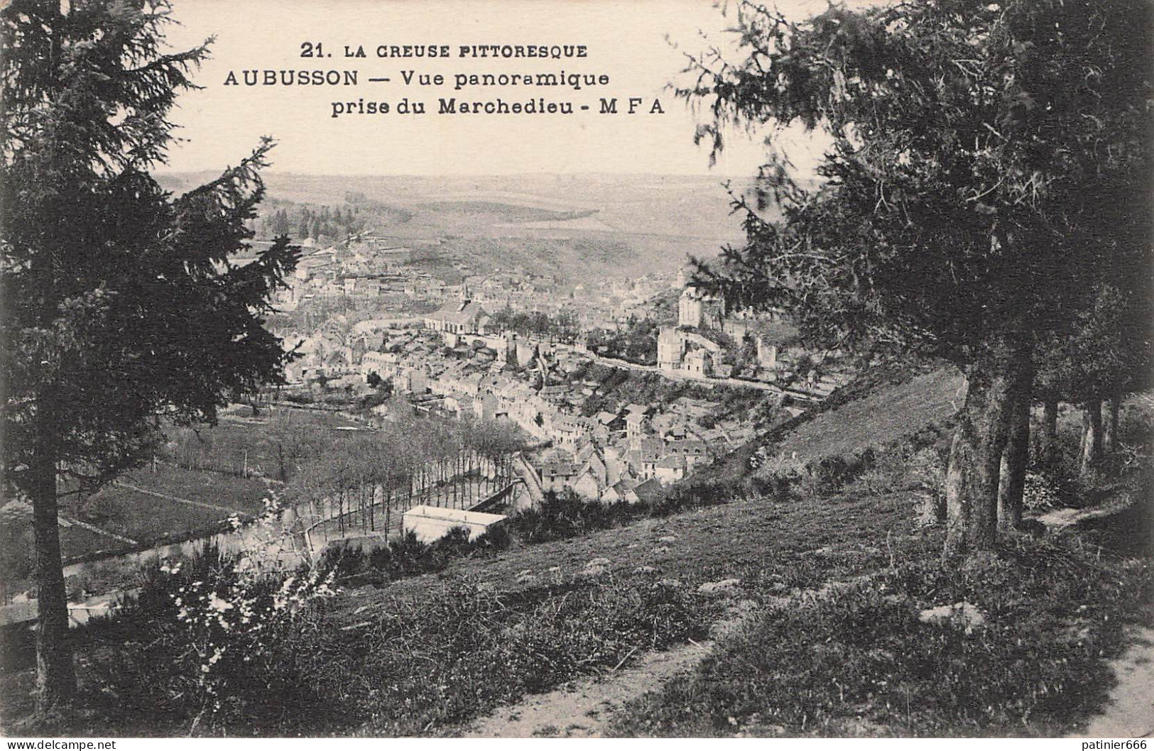 Aubusson Vue Panoramique Prise Du Marchedieu - Aubusson