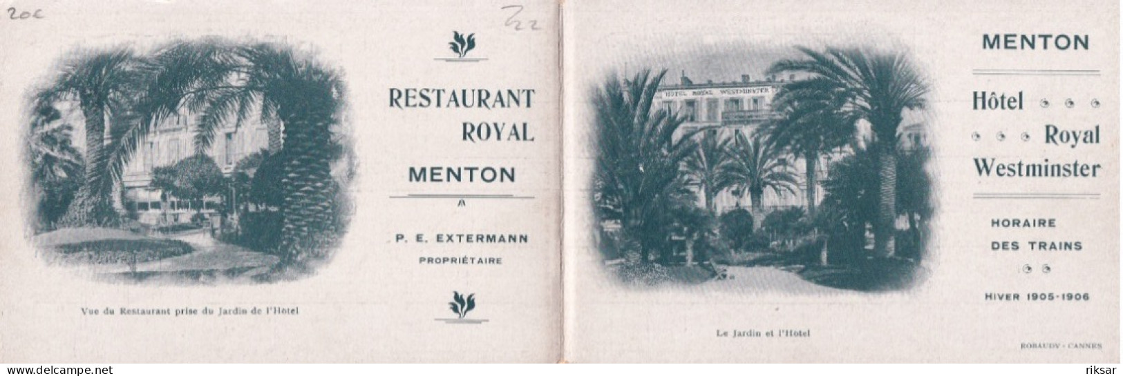 MENTON(HOTEL ROYAL) CARTE DOUBLE - Menton