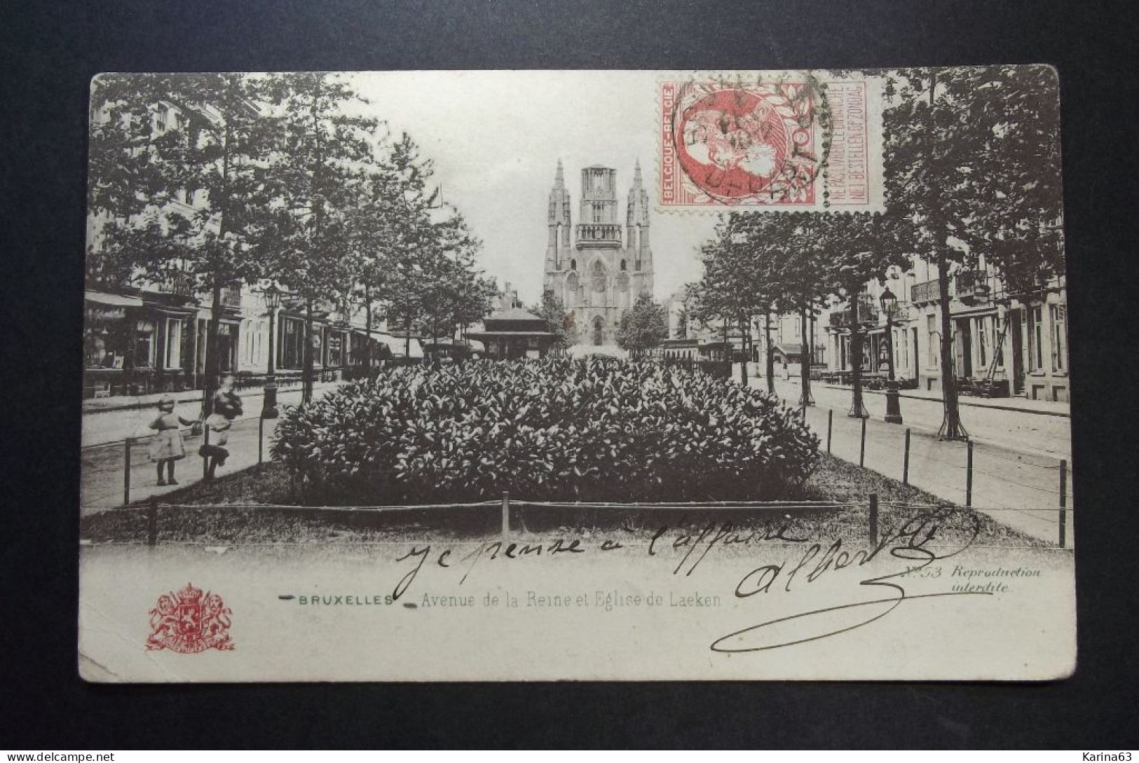 België - Belgique - CPA  - Brussel  Bruxelles - Avenue De La Reine Et Eglise De Laeken - Used Card Brussel Vers Paris - Lanen, Boulevards