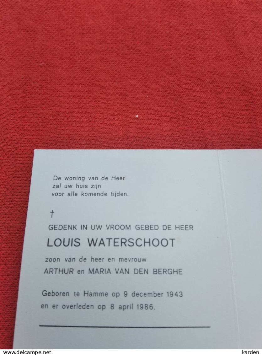 Doodsprentje Louis Waterschoot / Hamme 9/12/1943 - 8/4/1986 ( Z.v. Arthur Waterschoot En Maria Van Den Berghe ) - Religion & Esotérisme