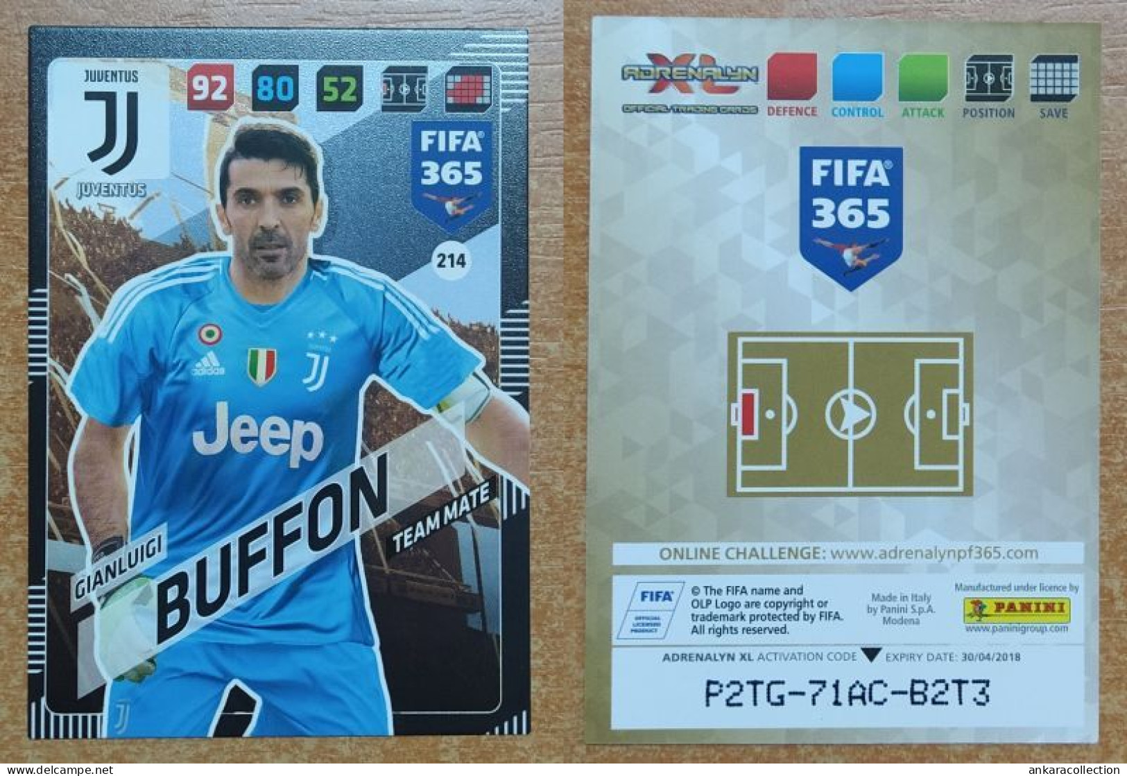 AC - 214 GIANLUIGI BUFFON  JUVENTUS  PANINI FIFA 365 2018 ADRENALYN TRADING CARD - Eiskunstlauf