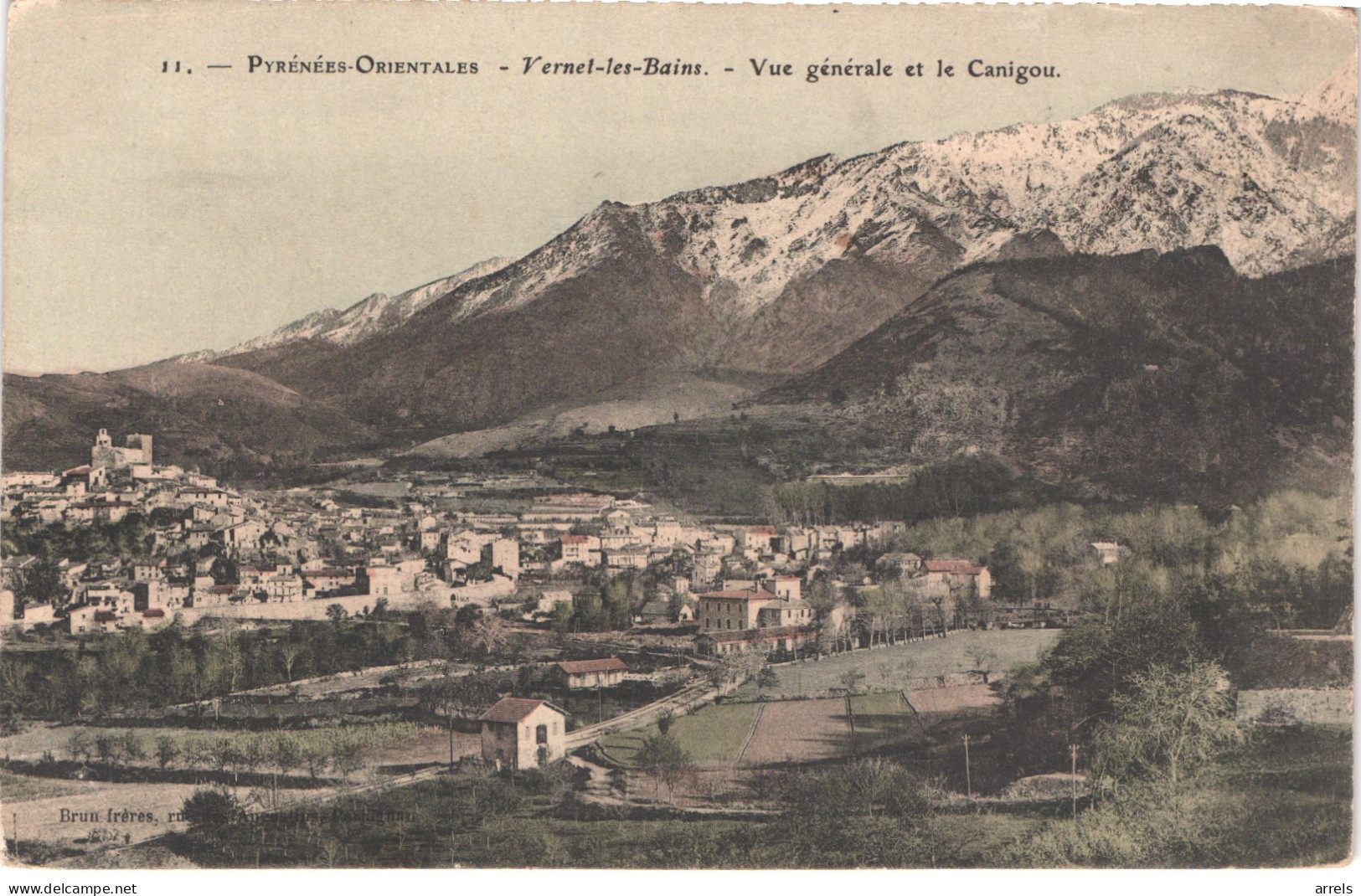 FR66 VERNET LES BAINS - Brun 11 Colorisée - Vue Générale Et Le Canigou - Belle - Autres & Non Classés