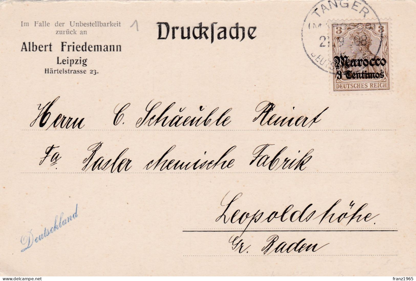 From Morocco To Germany - 1908 - Marocco (uffici)