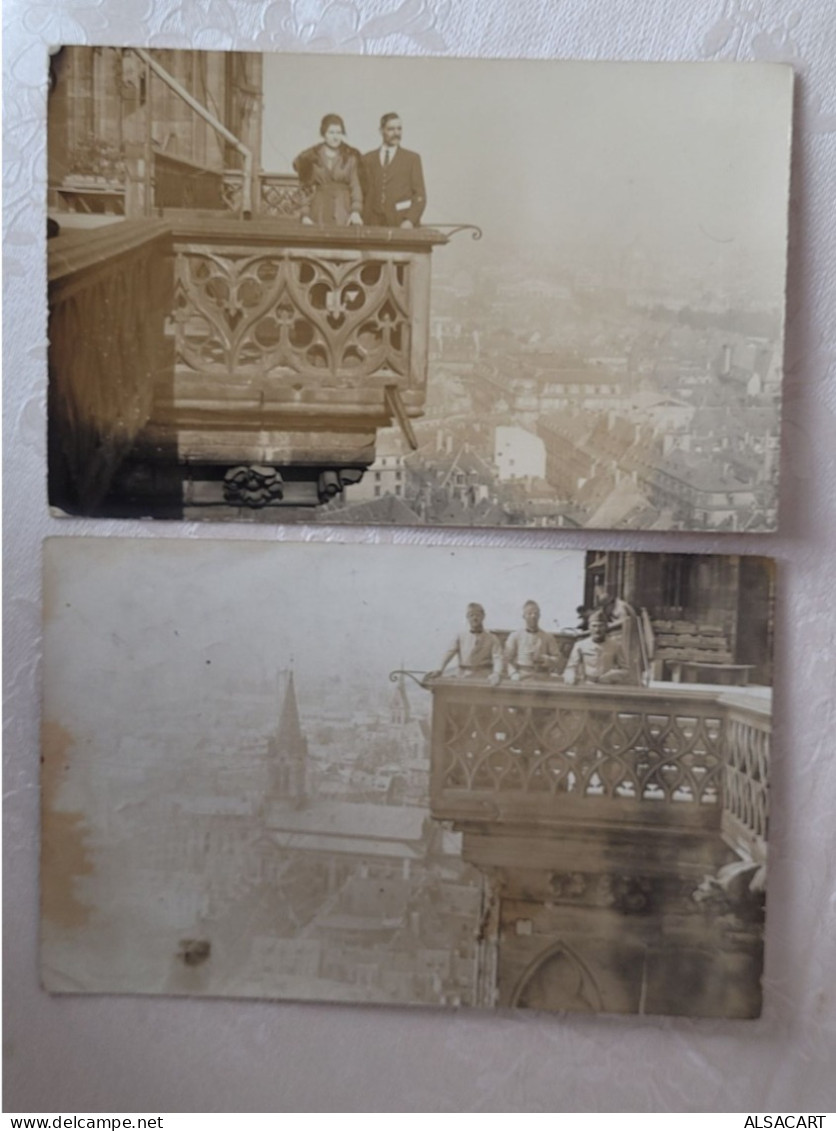 Strasbourg Plate Forme De La Cathédrale , Carte Photo Montage , Couple Et Militaires - Strasbourg