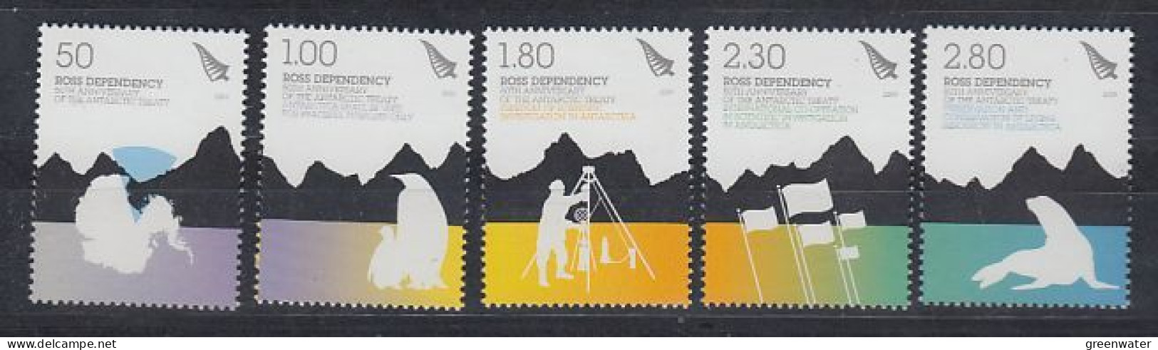 Ross Dependency 2009 50th Ann. Antarctic Treaty 5v ** Mnh (59652) - Nuevos