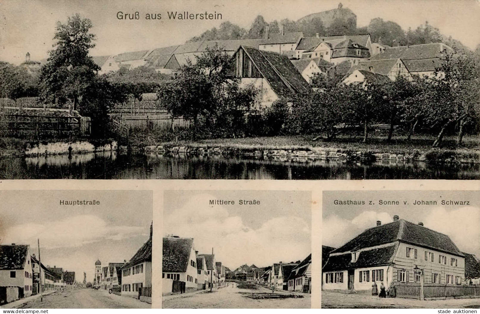 Wallerstein (8862) Hauptstrasse Mittlere Strasse Gasthaus Zur Sonne 1913 I- - Andere & Zonder Classificatie