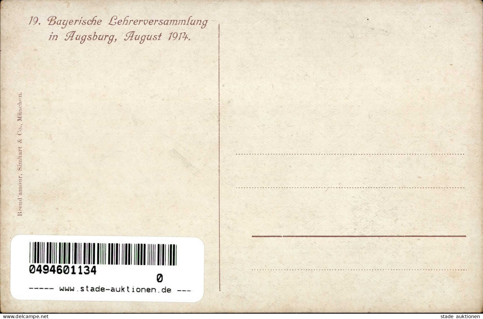 Augsburg (8900) 19. Bayerische Lehrerversammlung Künstlerkarte Sign. Diez 1914 I-II - Autres & Non Classés