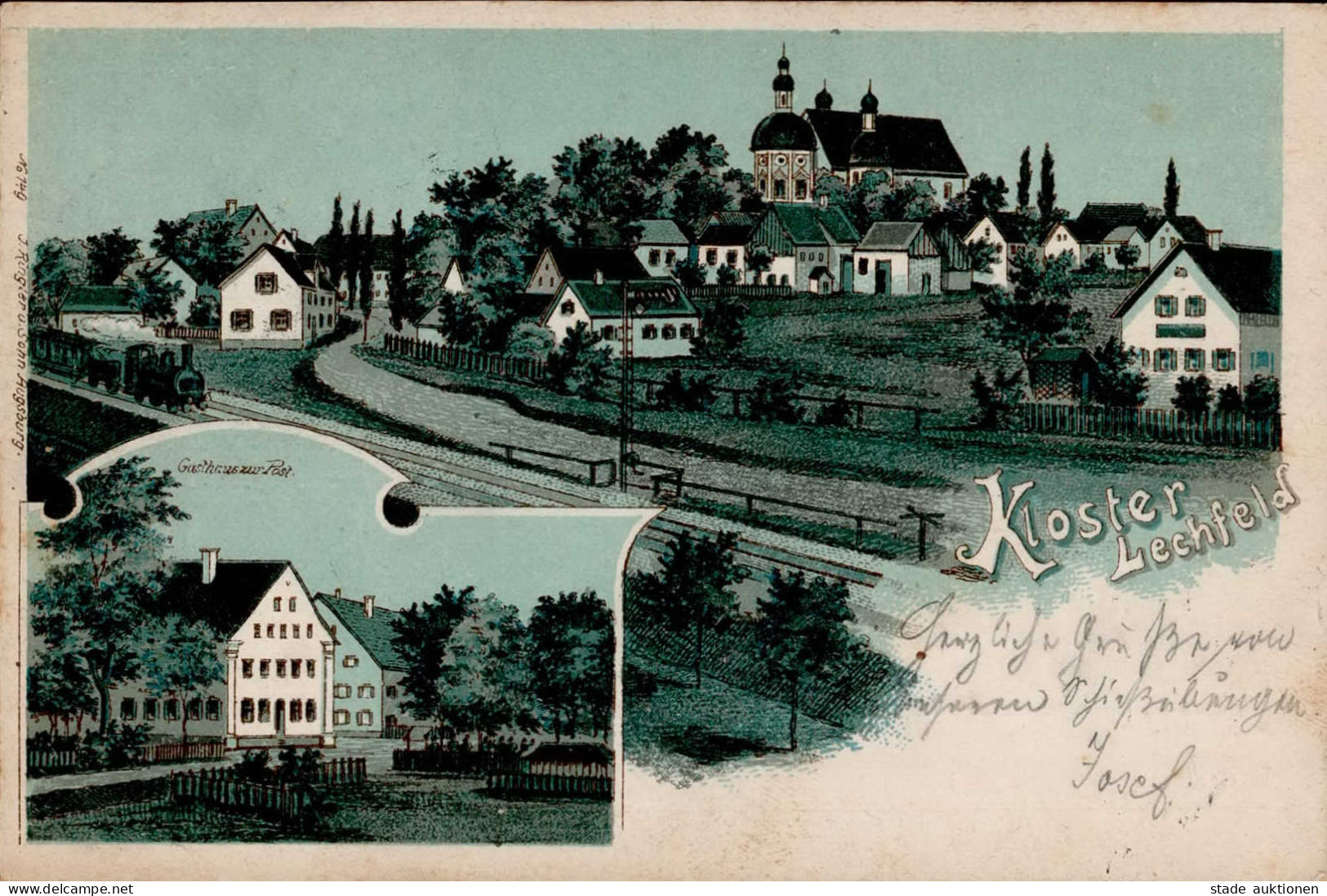 Klosterlechfeld (8933) Gasthaus Zur Post Eisenbahn 1901 I-II Chemin De Fer - Autres & Non Classés