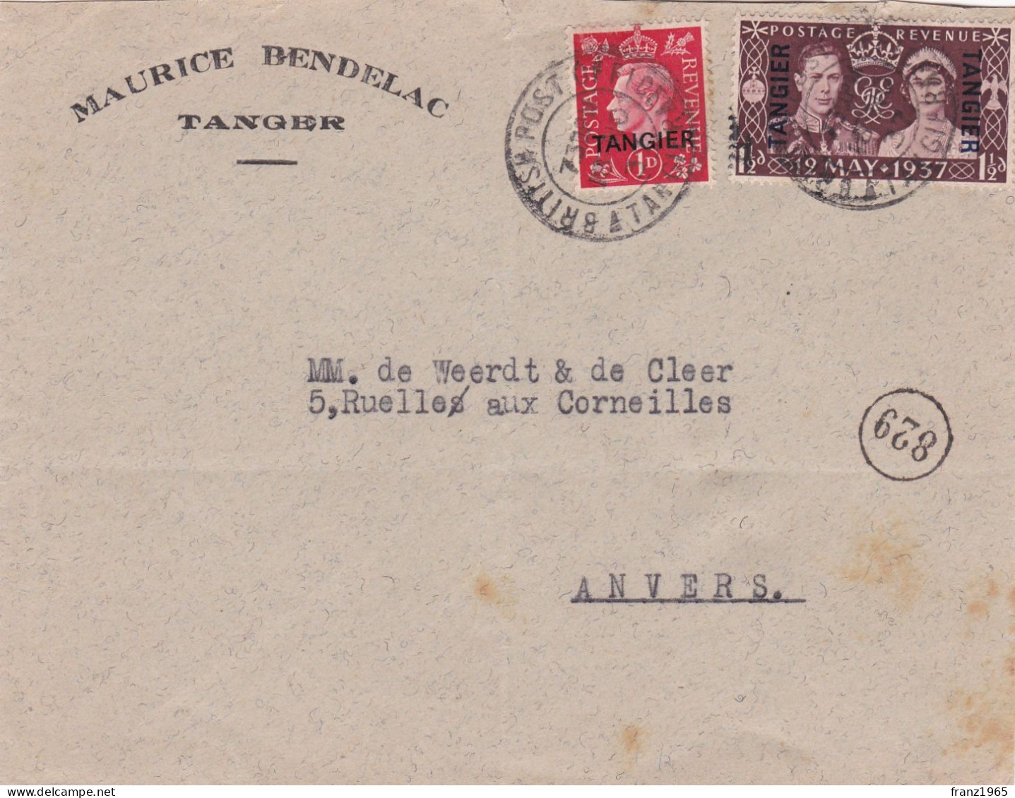 From Morocco To Belgium - Morocco Agencies / Tangier (...-1958)