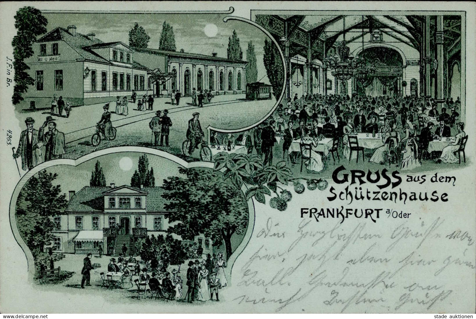 Frankfurt Oder (o-1200) Mondschein-Karte Schützenhaus Straßenbahn 1905 I - Frankfurt A. D. Oder