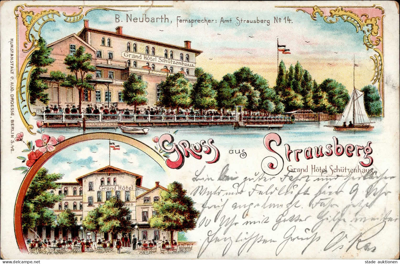 Strausberg (o-1260) Grand Hotel Schützenhaus II (Stauchung, Marke Teilweise Entfernt) - Autres & Non Classés
