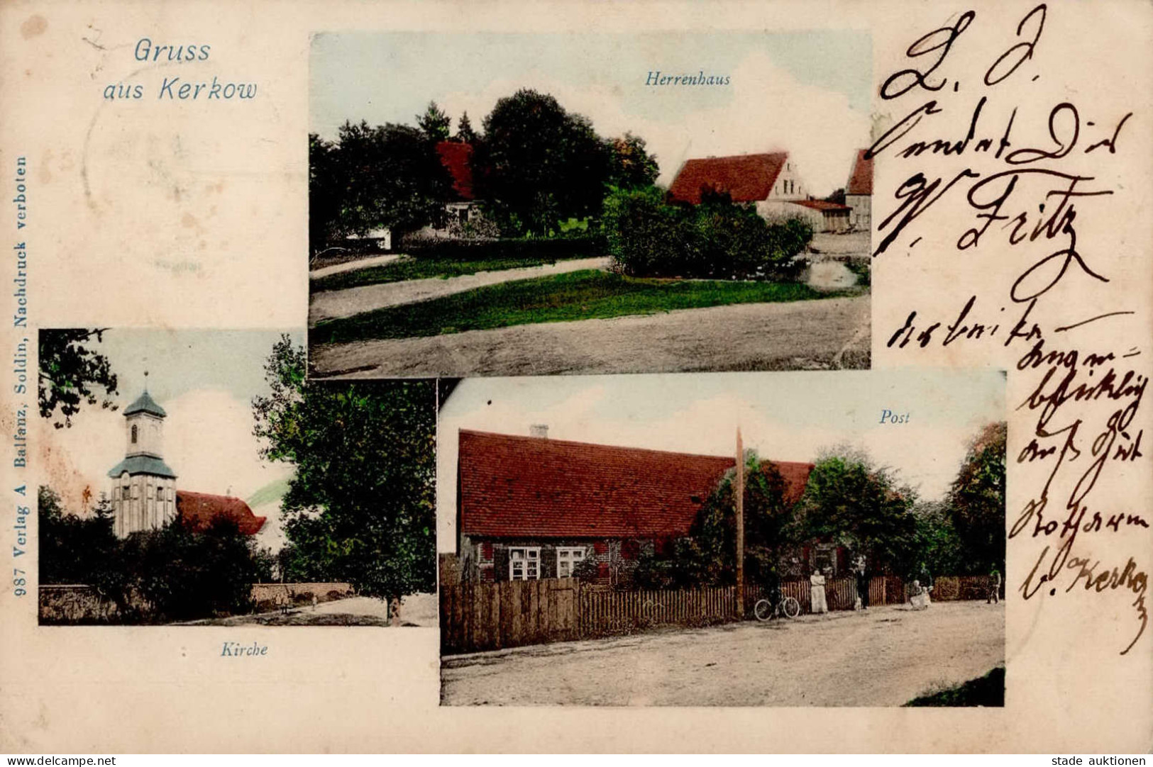 Kerkow (o-1321) Kirche Post Herrenhaus Fahrrad 1901 I-II Cycles - Other & Unclassified