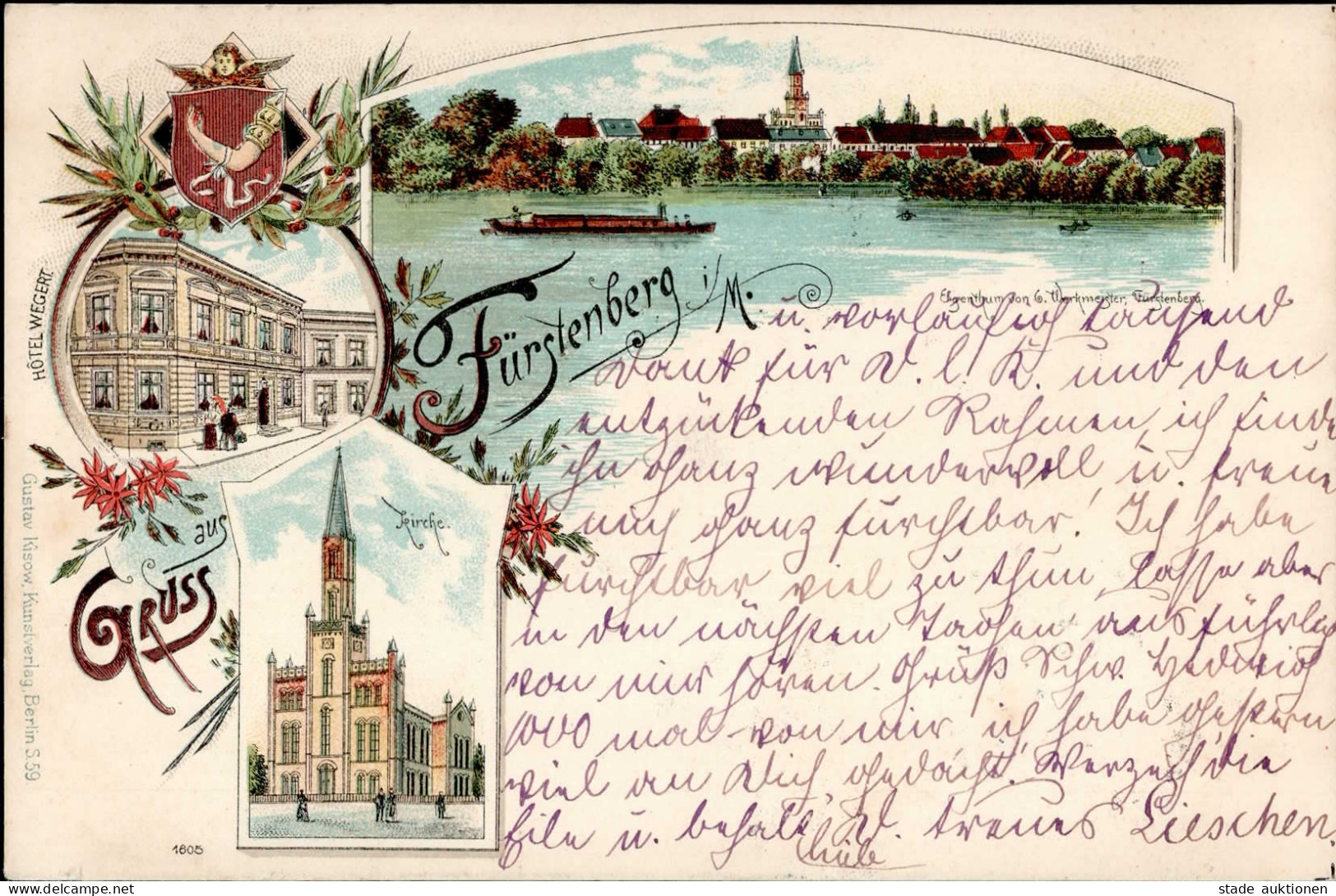 Fürstenberg (o-1432) Hotel Wegert Kirche 1898 I-II - Autres & Non Classés