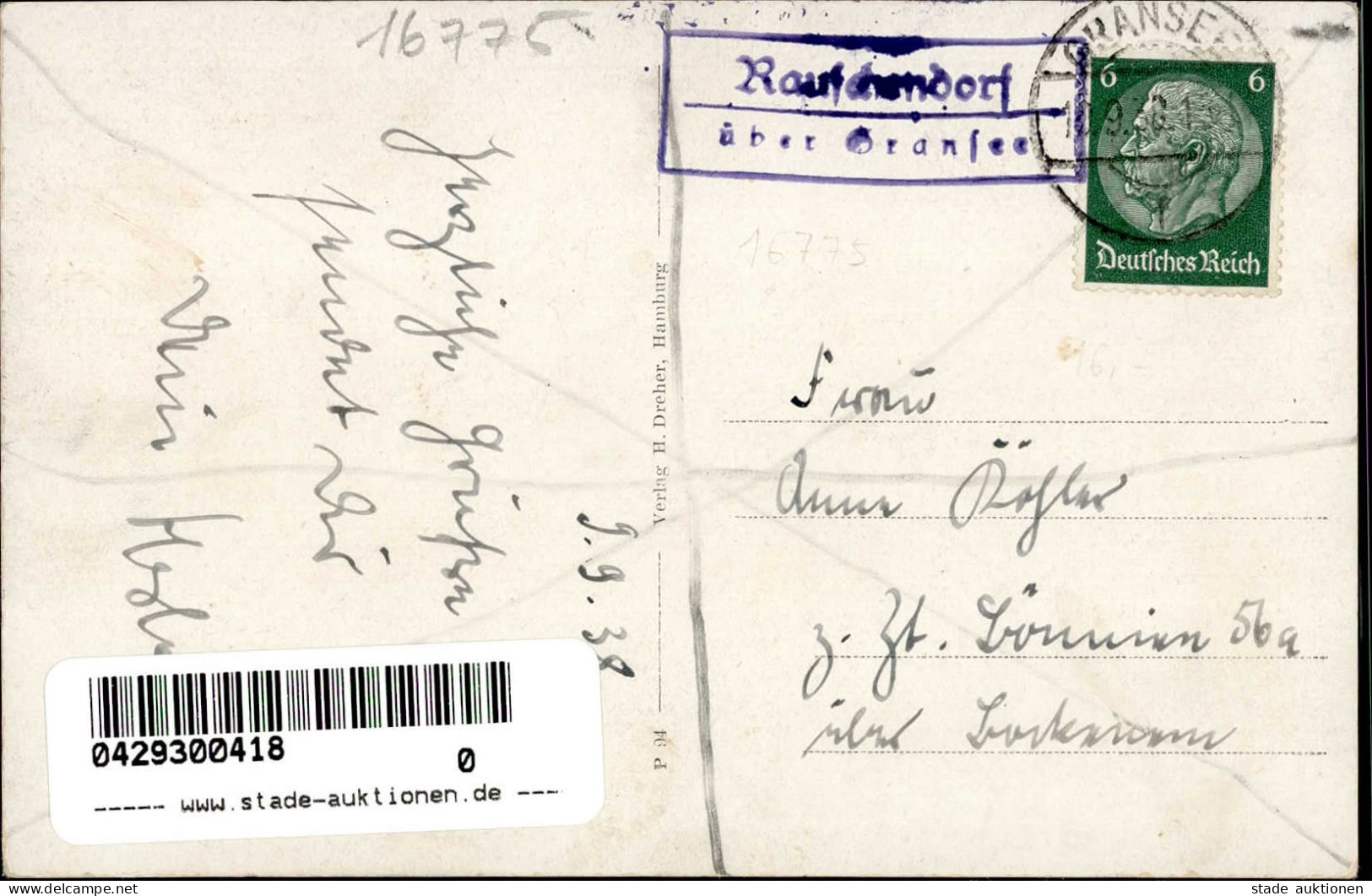 Rauschendorf (o-1431) Schule Schloß Dorfansicht 1938 I-II - Autres & Non Classés
