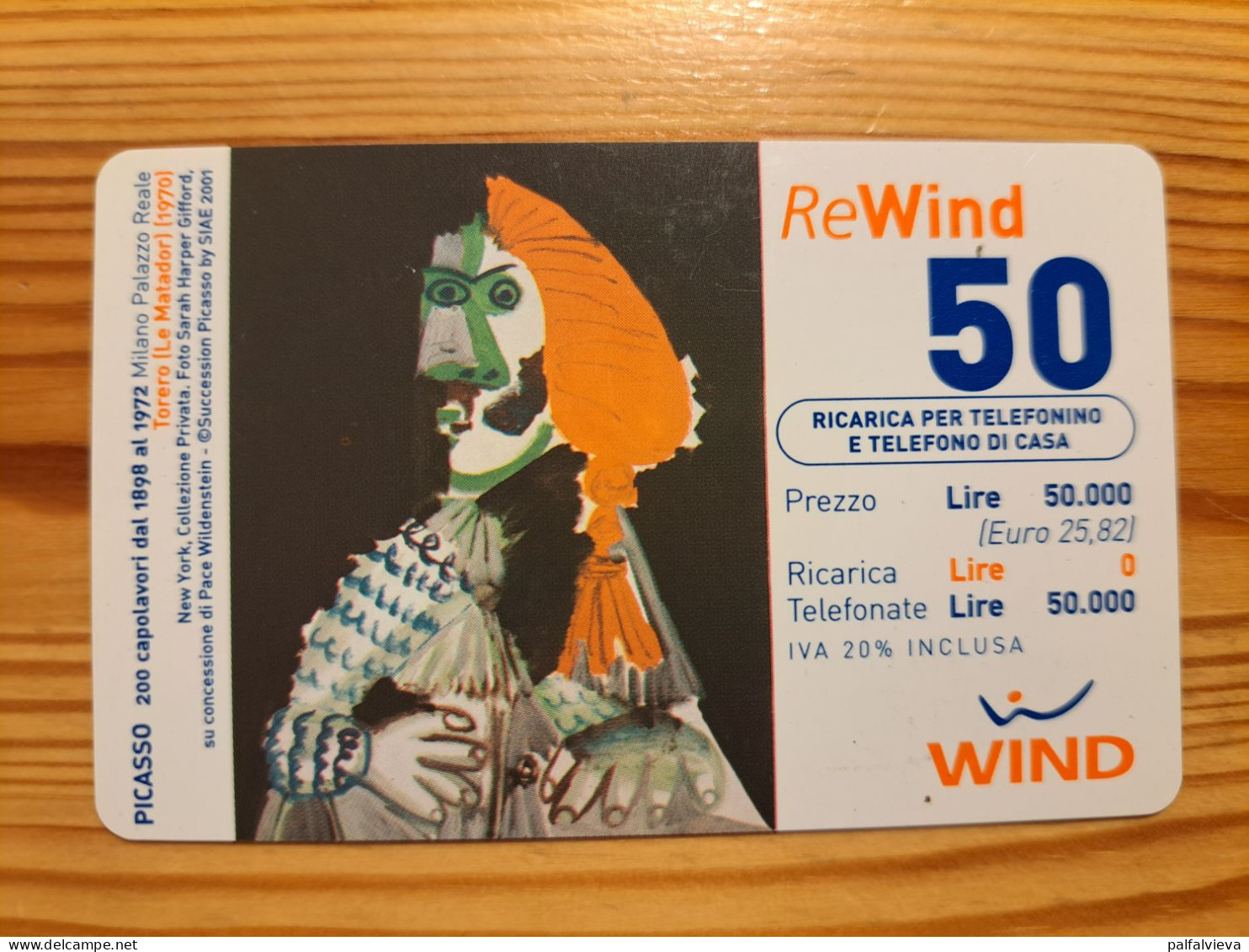 Prepaid Phonecard Italy, Wind - Painting, Picasso - Cartes GSM Prépayées & Recharges