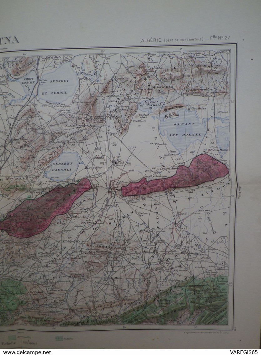 ENVIRONS DE BATNA - ZONES INTERDITES - ALGERIE 1/20.000e - Edit 1955 - MINISTERE DES TRAVAUX PUBLIQUES ET DES TRANSPORTS - Geographische Kaarten