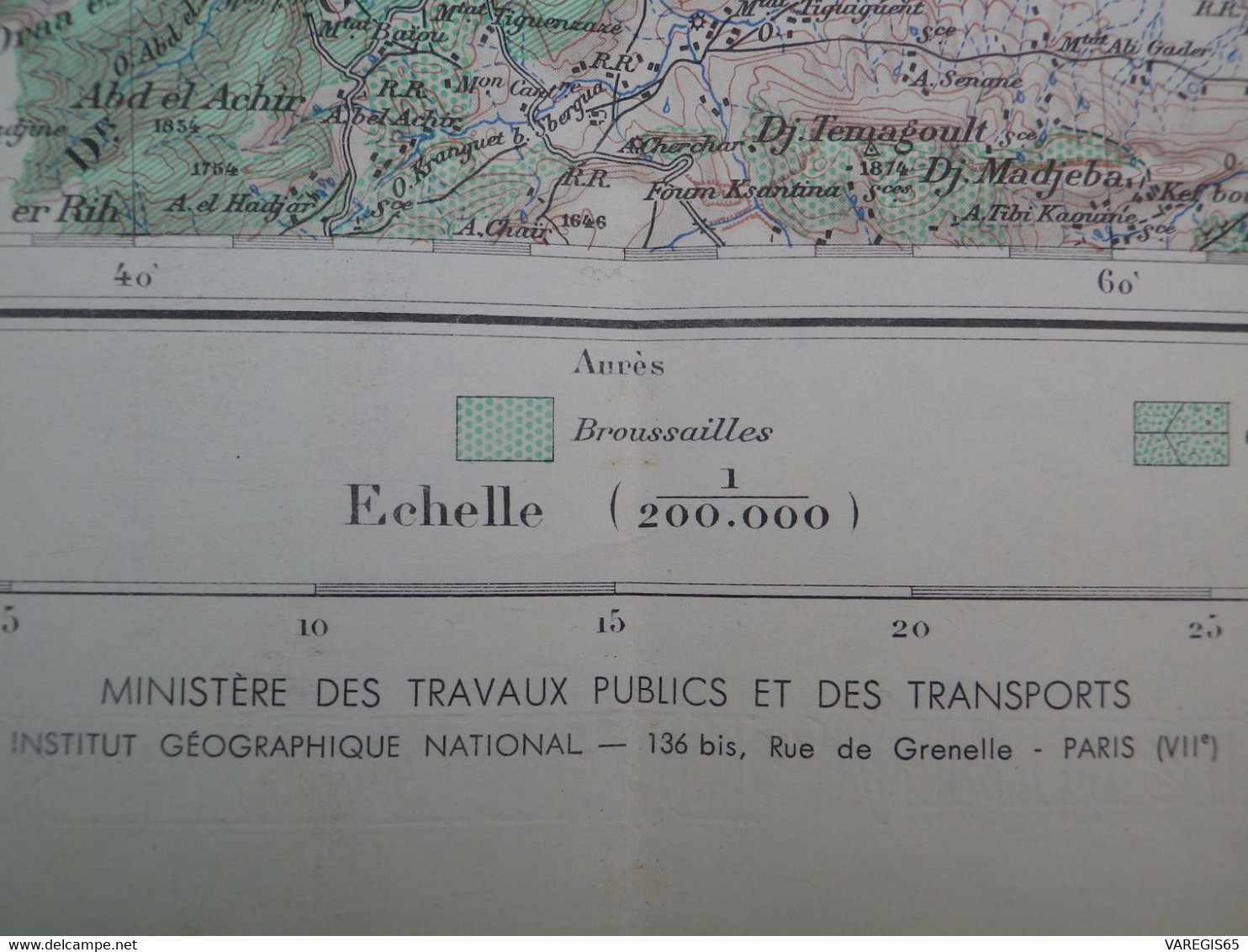 ENVIRONS DE BATNA - ZONES INTERDITES - ALGERIE 1/20.000e - Edit 1955 - MINISTERE DES TRAVAUX PUBLIQUES ET DES TRANSPORTS