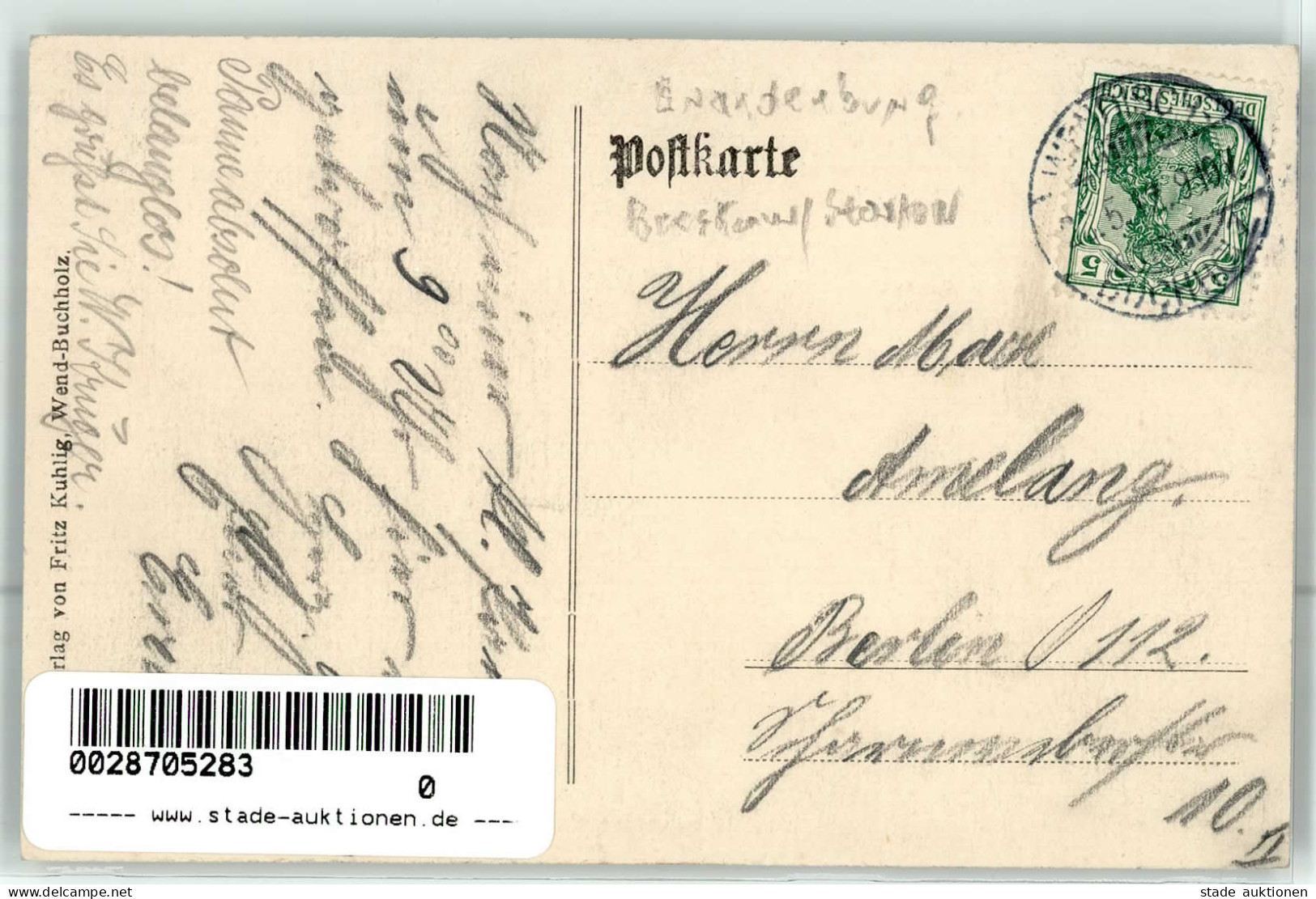 Wendisch Buchholz (o-1605) Gasthaus Schuppan W. Düring Gasthaus Zur Post 1912 I-II (Ecke Gestaucht) - Other & Unclassified