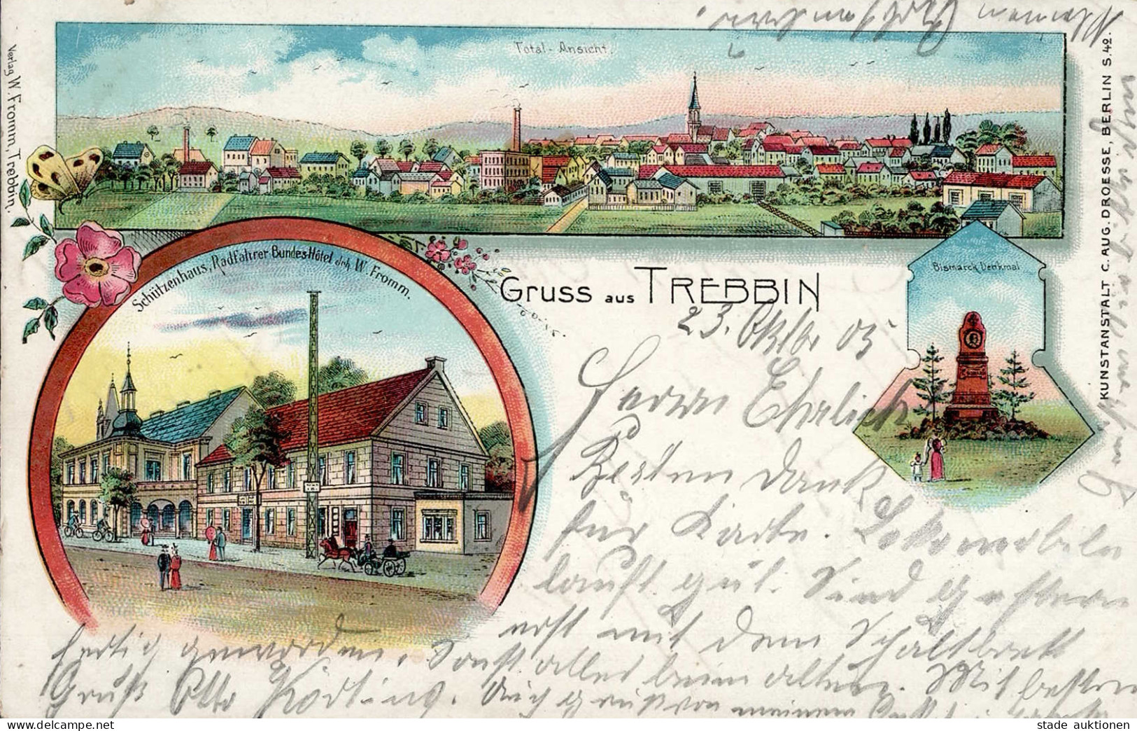 Trebbin (o-1712) Schützenhaus Radfahrer Bundes-Hotel Bismarck-Denkmal 1905 I-II - Other & Unclassified