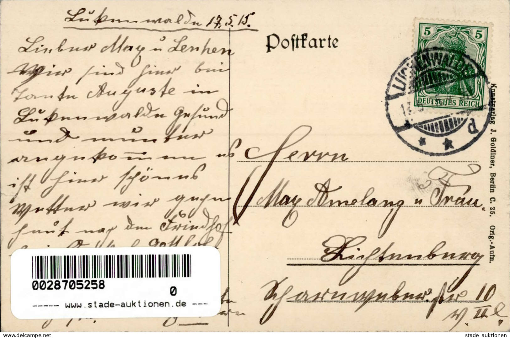 Luckenwalde (o-1710) Wilhelmstrasse Postamt Kriegerdenkmal Litfaßsäule 1915 I- - Other & Unclassified