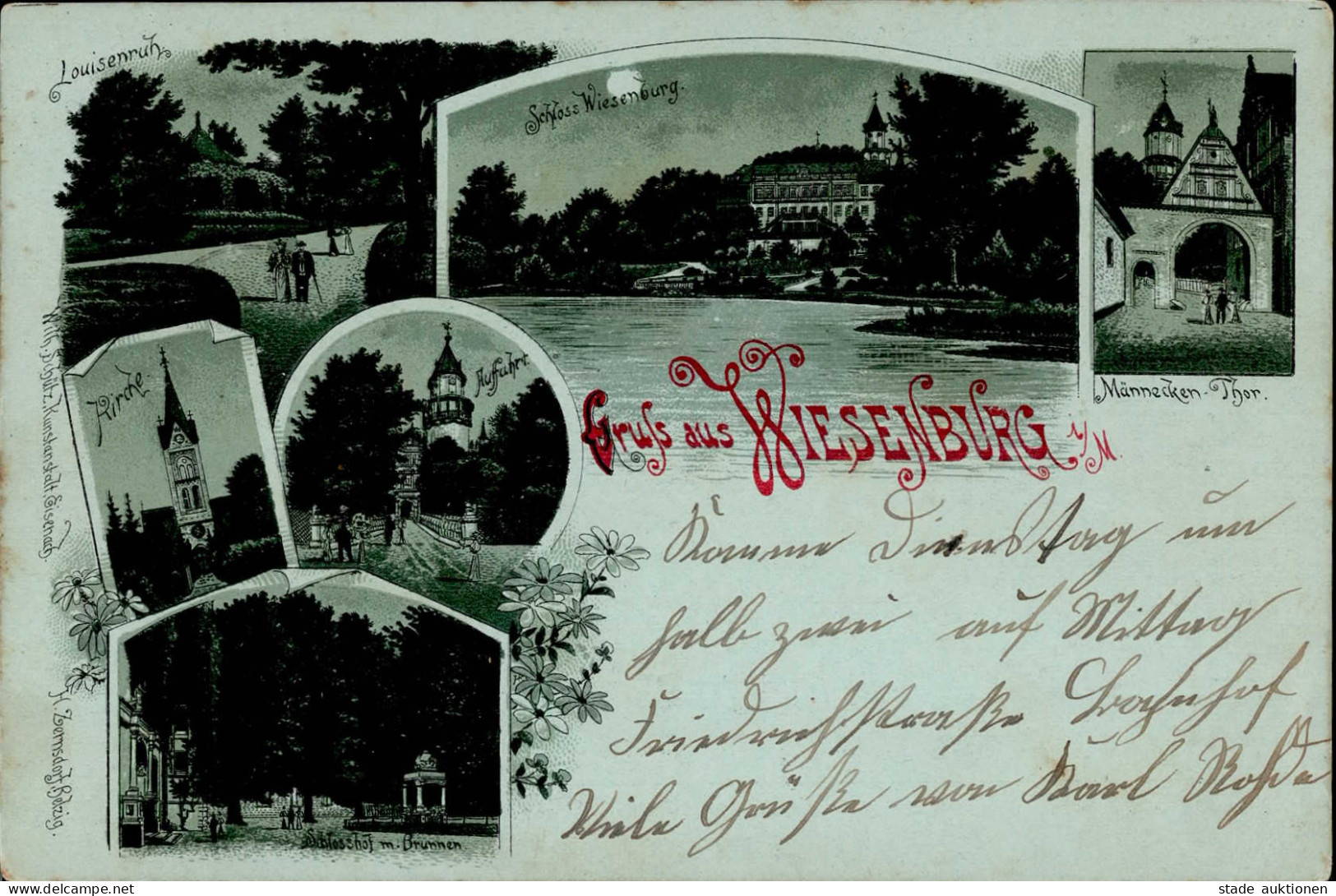 Wiesenburg (o-1825) Mondschein-Karte 1901 I-II - Other & Unclassified