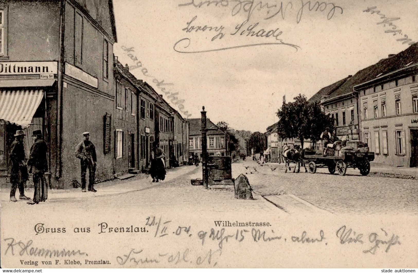 Prenzlau (o-2130) Wilhelmstrasse Handlung Dittmann 1904 I- - Other & Unclassified