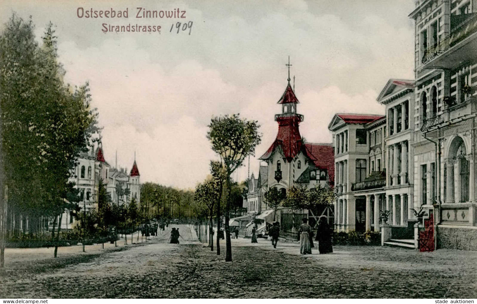 Zinnowitz (o-2238) Strandstrasse Ostseebad 1909 I-II (Randstauchung) - Other & Unclassified