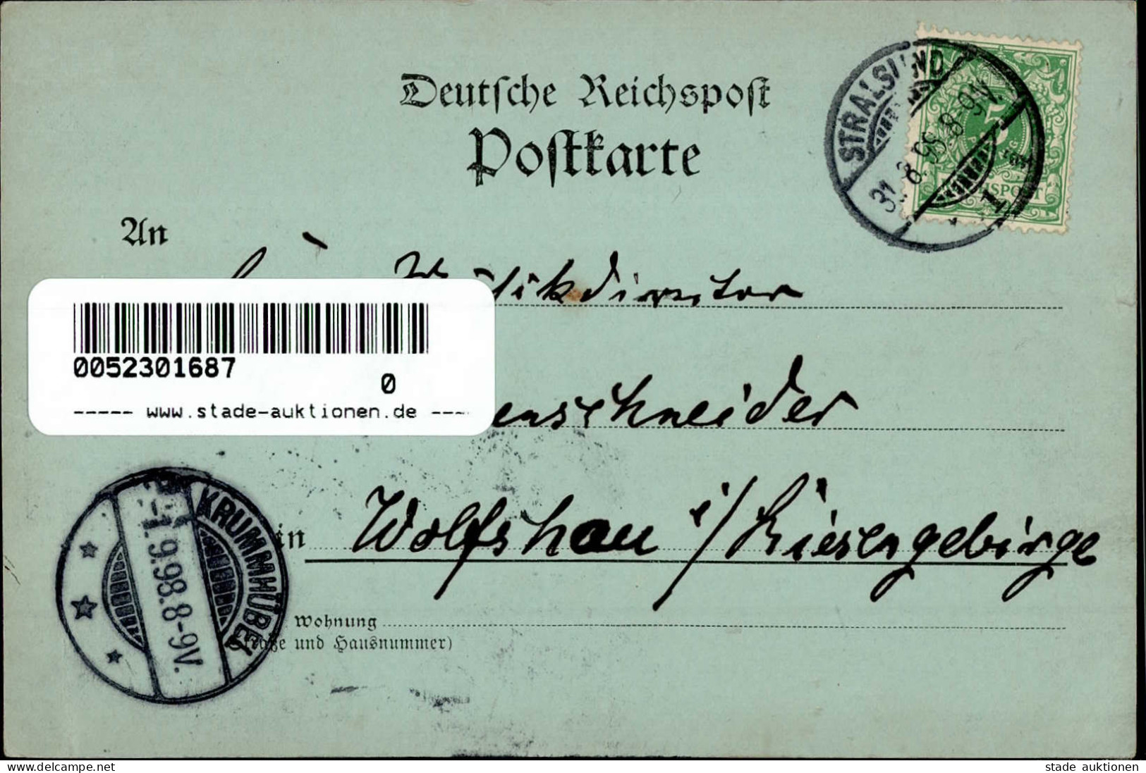 Stralsund (o-2300) Mondschein-Karte 1898 I- - Autres & Non Classés