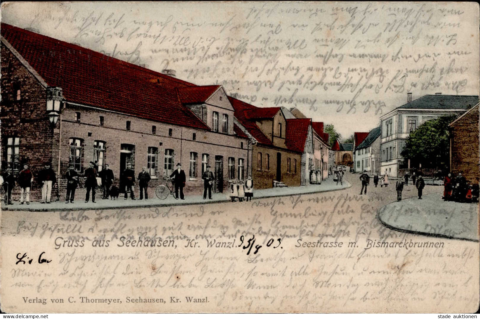 Seehausen (o-3223) Seestrasse Bismarckbrunnen 1903 I-II (fleckig) - Other & Unclassified