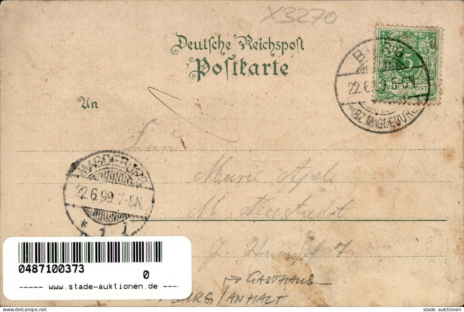 Burg (o-3270) Gasthaus Helgoland 1899 I-II (fleckig, Ecke Gestaucht) - Autres & Non Classés