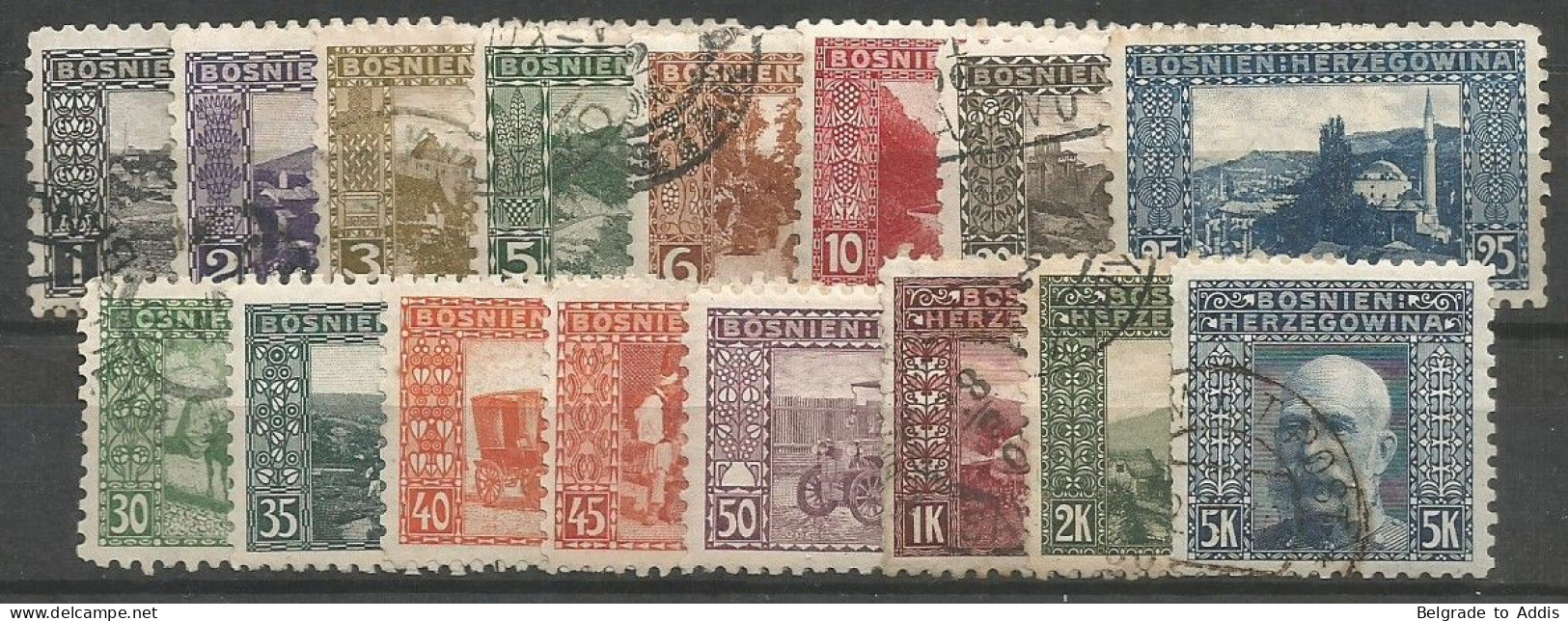 Bosnia Bosnien K.u.K. Austria Hungary Mi.29C/44C Complete Set Perforation 9¼ Used 1906 CV 300,00€ - Bosnië En Herzegovina