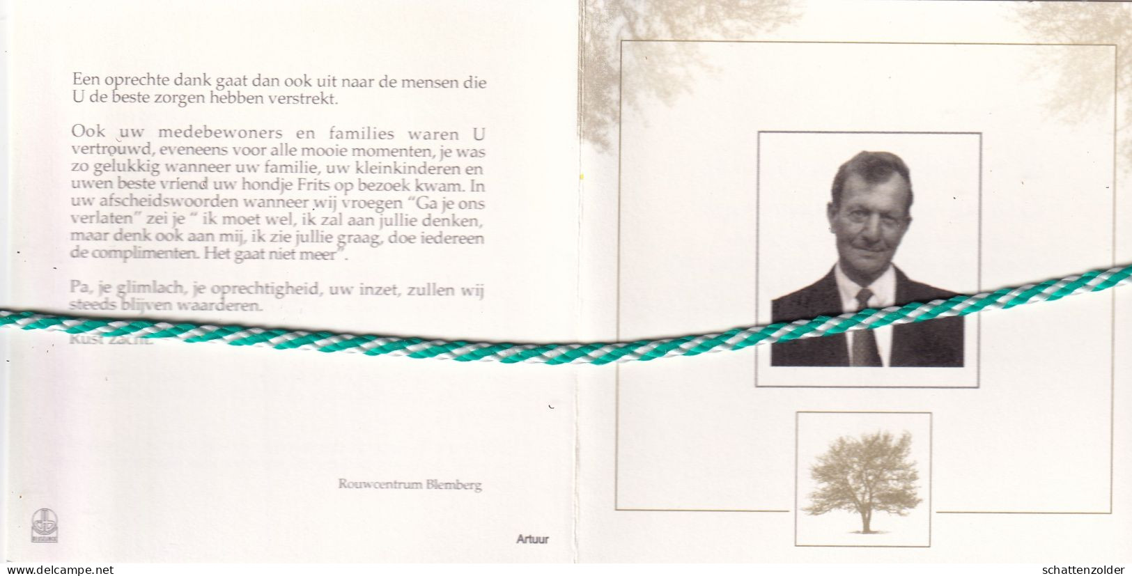 Albert Van Den Bossche-De Vuyst, Vrasene 1915, 2002. Foto - Obituary Notices