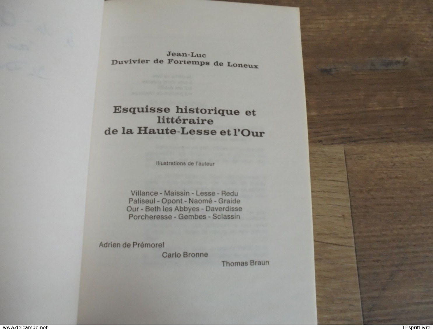 ESQUISSE HISTORIQUE ET LITTERAIRE DE LA HAUTE LESSE ET L'OUR Régionalisme Ardenne Naomé Villance Graide Mohimont Feuilly - Belgien