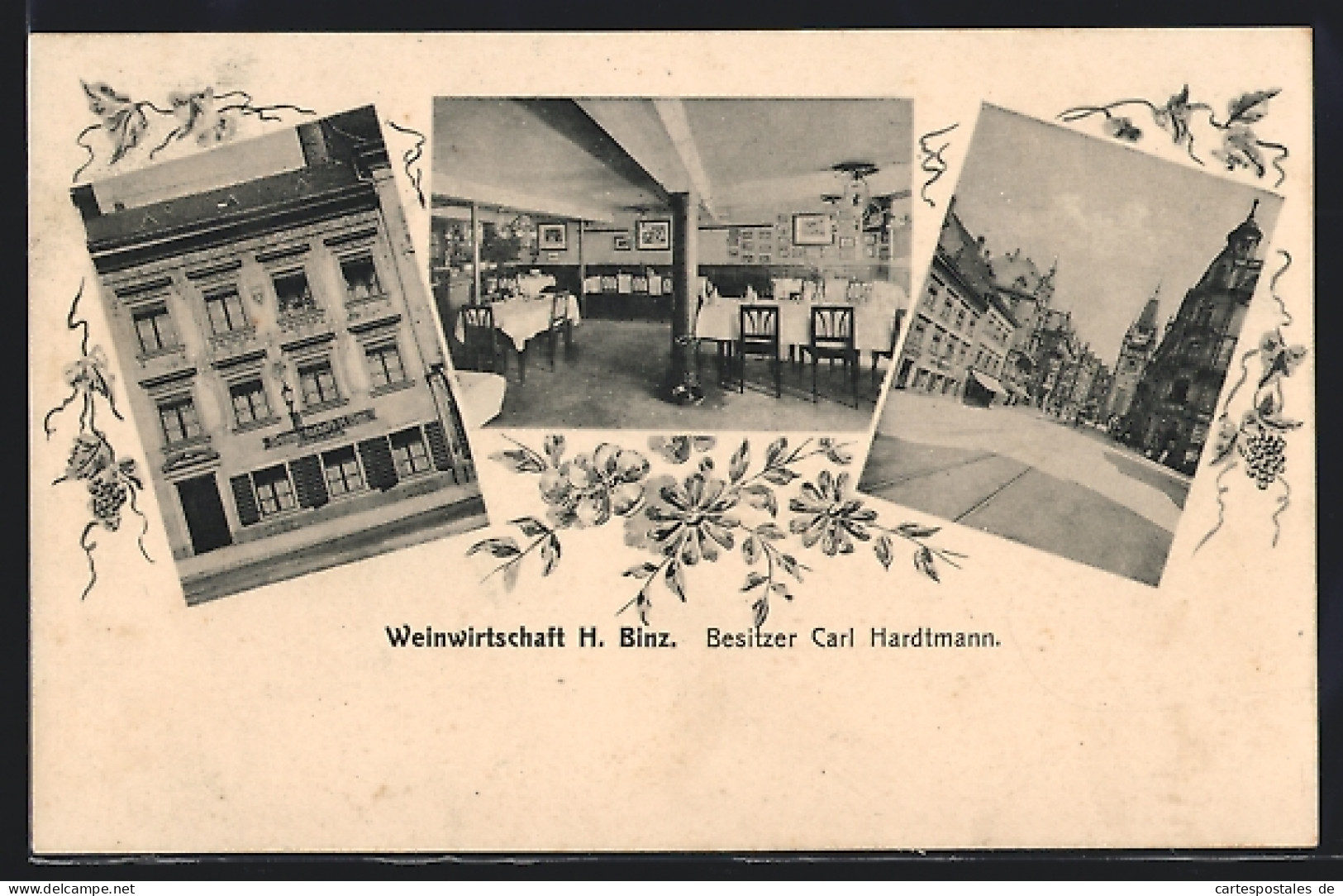 AK Freiburg / Breisgau, Gasthaus Weinwirtschaft H. Binz C. Hardtmann, Strassenpartie  - Freiburg I. Br.