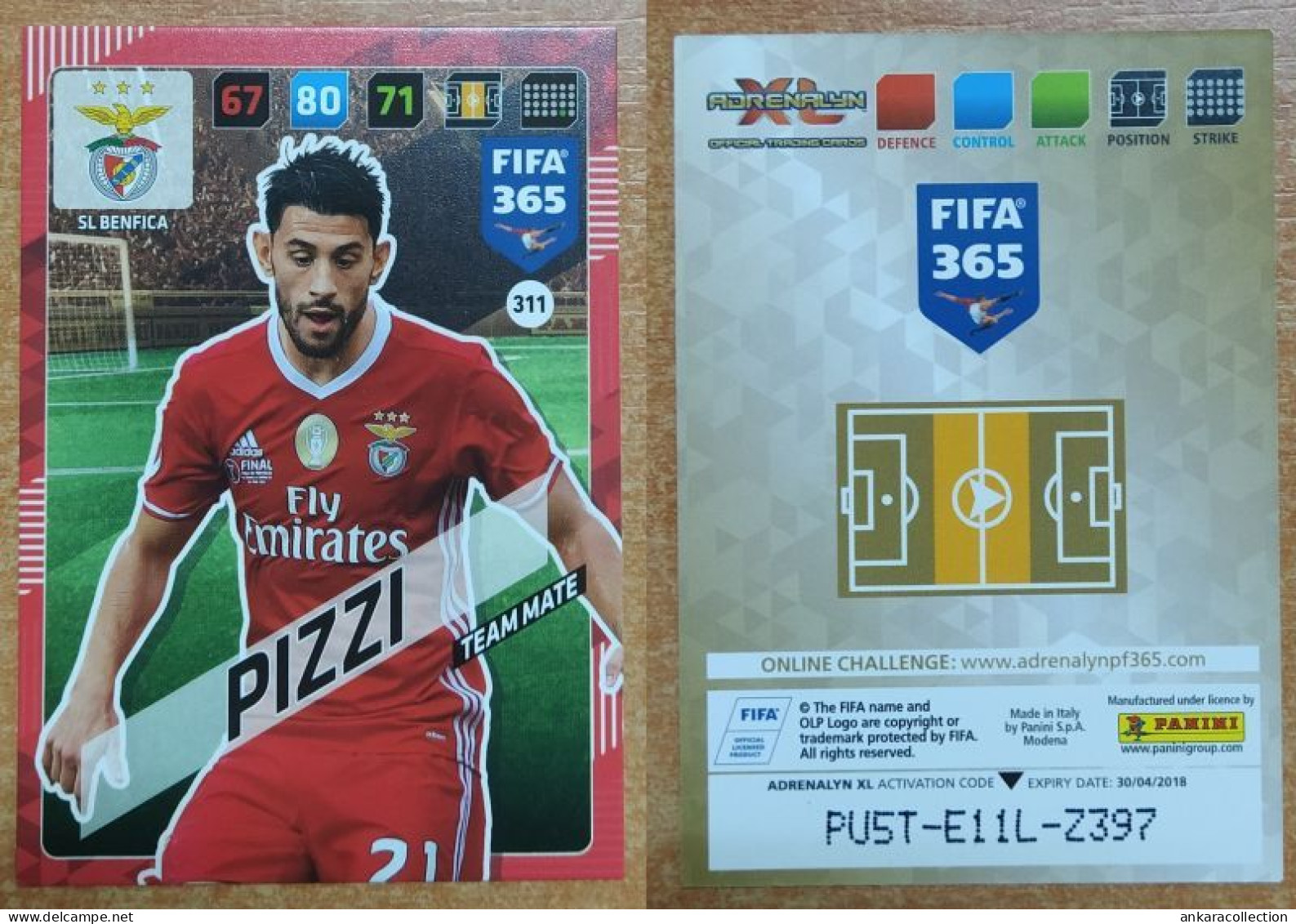 AC - 311 PIZZI  SL BENFICA  PANINI FIFA 365 2018 ADRENALYN TRADING CARD - Eiskunstlauf