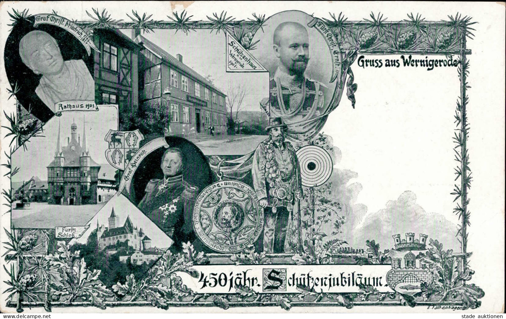 Wernigerode (o-3700) 450 Jähriges Jubiläum Der Schützengesellschaft 1901 Schützenhaus Rathaus Sign. Falkenhagen I- - Other & Unclassified