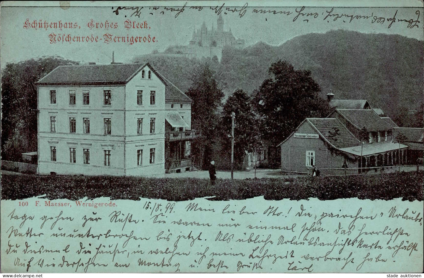 Wernigerode (o-3700) Mondschein-Karte Schützenhaus 1899 I- - Other & Unclassified