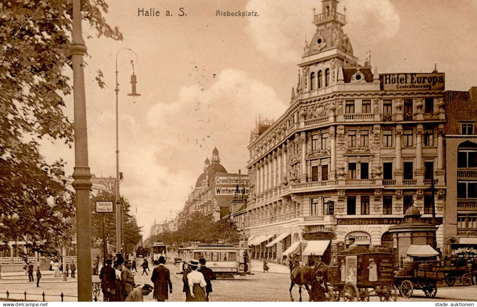 Halle Saale (o-4000) Riebeckplatz Straßenbahn 1911 I-II (Stauchung) - Halle (Saale)