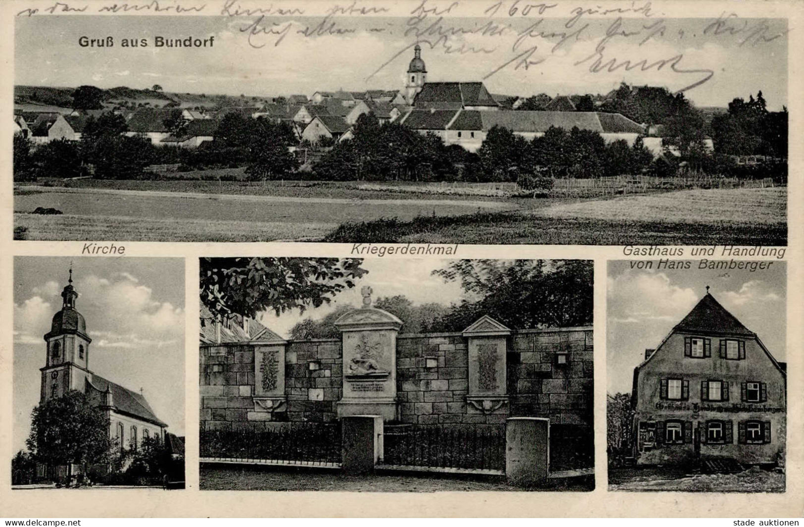 Bündorf (o-4201) Kriegerdenkmal Gasthaus Und Handlung Bamberger II (leichte Abschürfungen VS) - Other & Unclassified