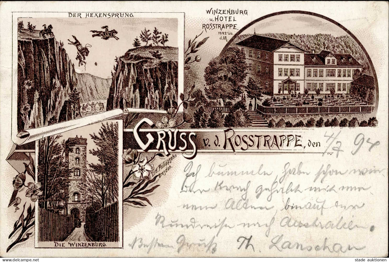 Thale (o-4308) Winzenburg Und Hotel Rosstrappe Hexensprung Vorläufer 1894 I- - Other & Unclassified