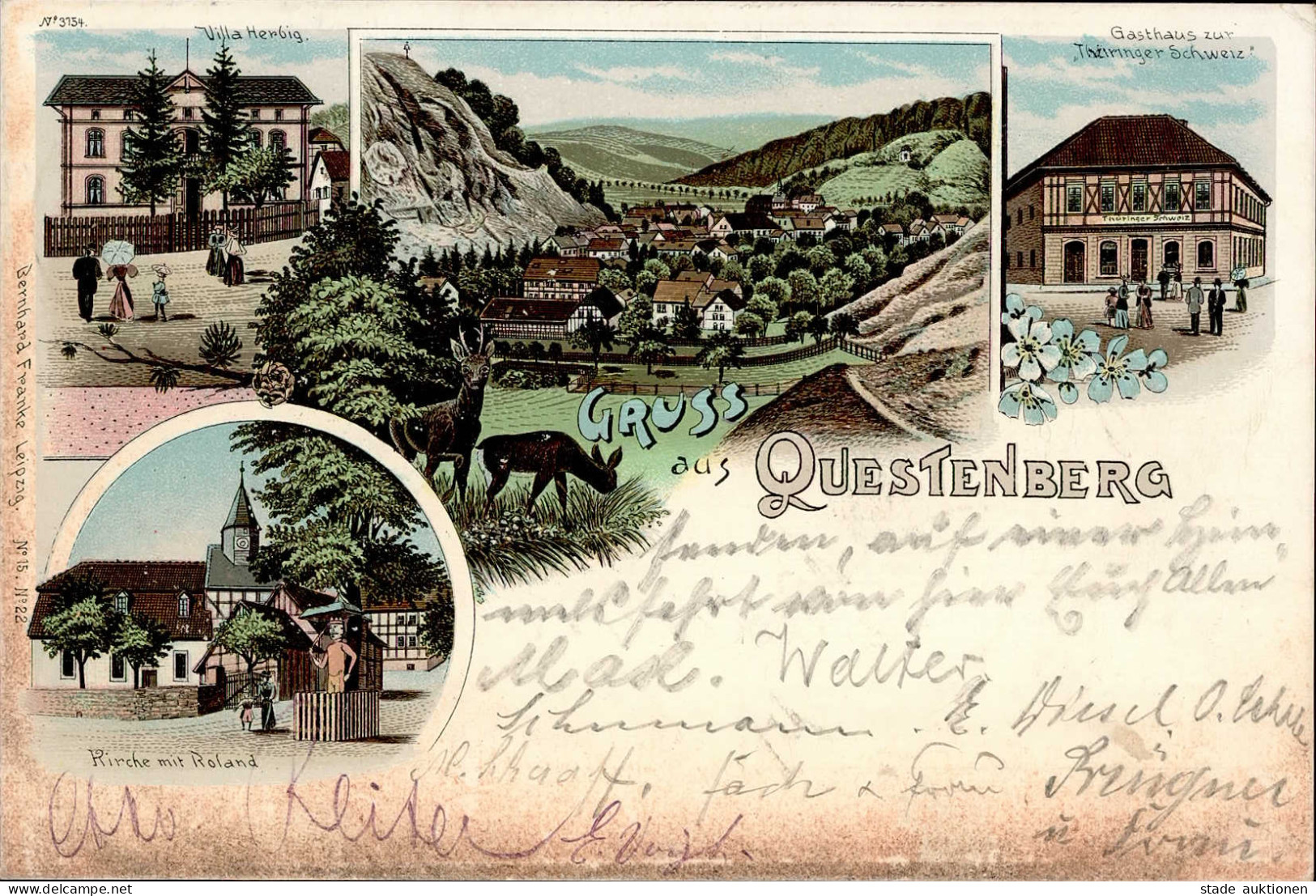 Questenberg (o-4701) Gasthaus Zur Thüringer Schweiz 1904 II (kleine Stauchung) - Sonstige & Ohne Zuordnung